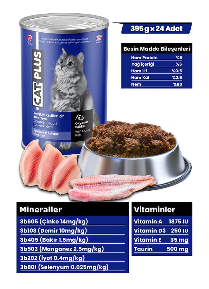 Catplus Okyanus Balığı Parça Etli Soslu Yetişkin Yaş Kedi Maması 24x395 gr