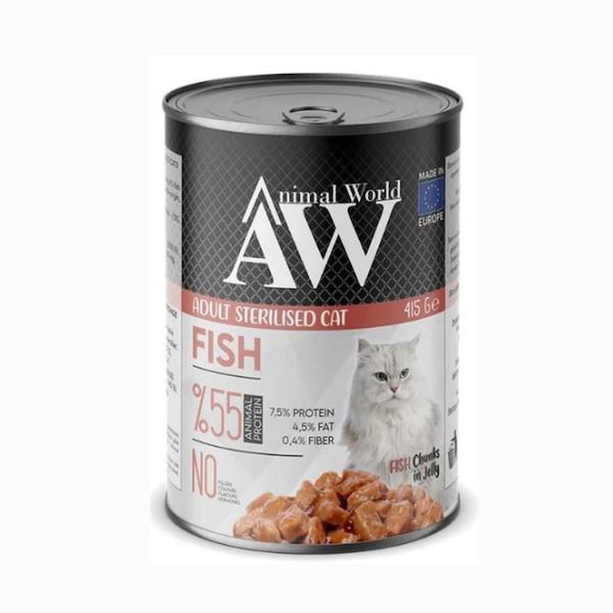 Animal World Sterilised Balık Jöleli Yetişkin Yaş Kedi Maması 415 gr