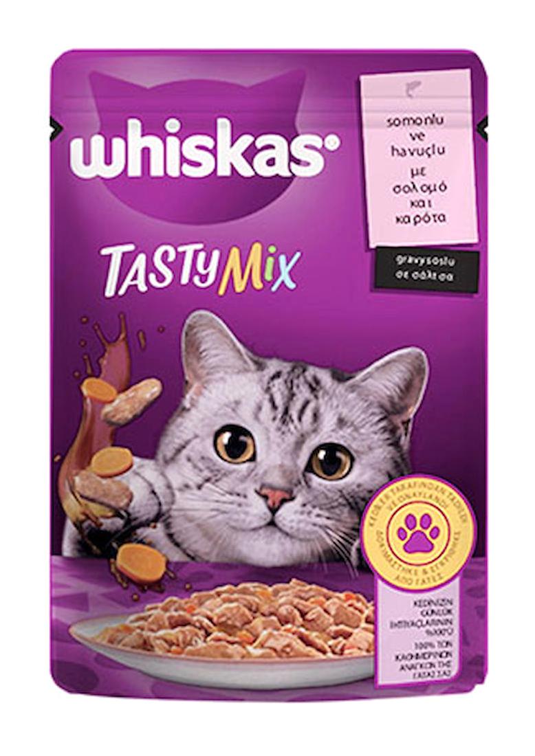 Whiskas Tasty Mix Somonlu Soslu Yetişkin Yaş Kedi Maması 6x85 gr