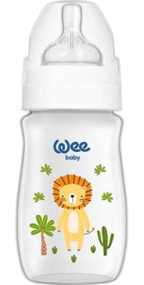 Wee Baby Silikon Desenli Beyaz Biberon 250 ml