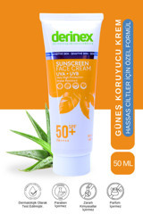 Derinex 50 Faktör Hassas Ciltler İçin Nemlendirici Suya Dayanıklı Yüz Güneş Kremi 50 ml