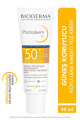 Bioderma Photoderm M Golden Renkli 50 Faktör Tüm Ciltler İçin Leke Karşıtı Nemlendirici Yağsız Suya Dayanıklı Yüz ve Vücut Güneş Kremi 40 ml