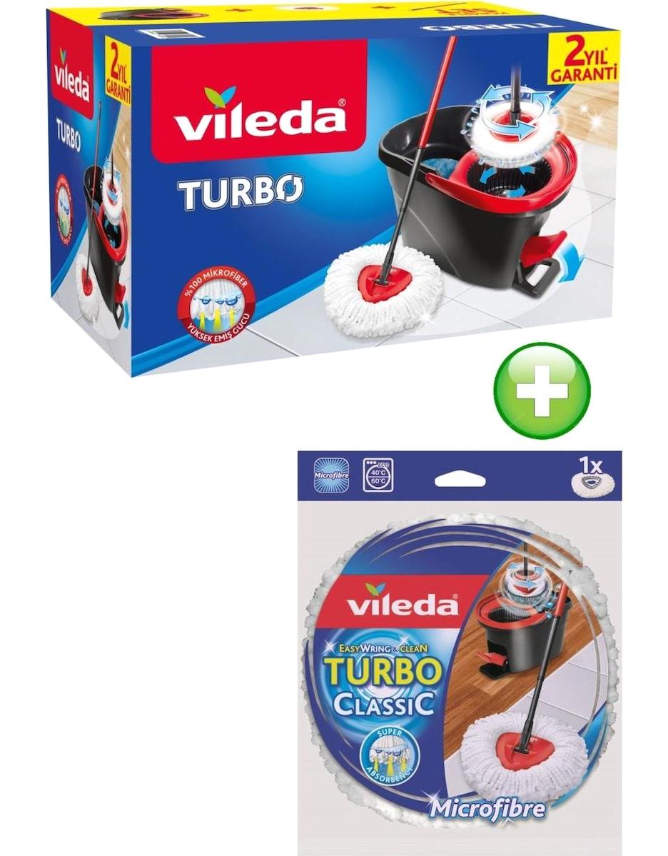 Vileda Turbo 2'li Temizlik Seti Gri Kırmızı