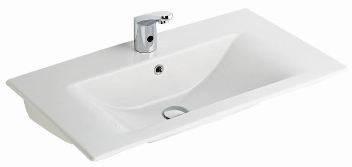 Seramiksan Luna Flat Tekli 80 cm Seramik Dikdörtgen Lavabo Beyaz