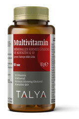 Talya Multivitamin - Kırmızı Ginseng Ve Koenzim Q-10 Aromasız Yetişkin Vitamin 60 Adet