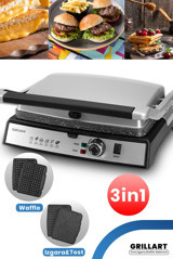 Goldmaster Grillart 6 Dilim Granit Çıkartılabilir Plaka Çift Taraflı 2200 W Izgaralı Gümüş Waffle Tost Makinesi