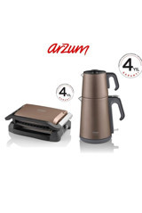 Arzum AR2053-T 6 Dilim Granit Çıkartılabilir Plaka Tek Yönlü 2000 W Izgaralı Toprak Tost Makinesi/Waffle ve Tost Makinesi