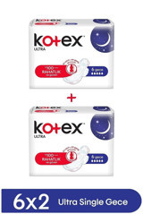 Kotex Ultra Single Organik Antialerjik İnce Gece Ekstra 6'lı Hijyenik Ped 2 Adet