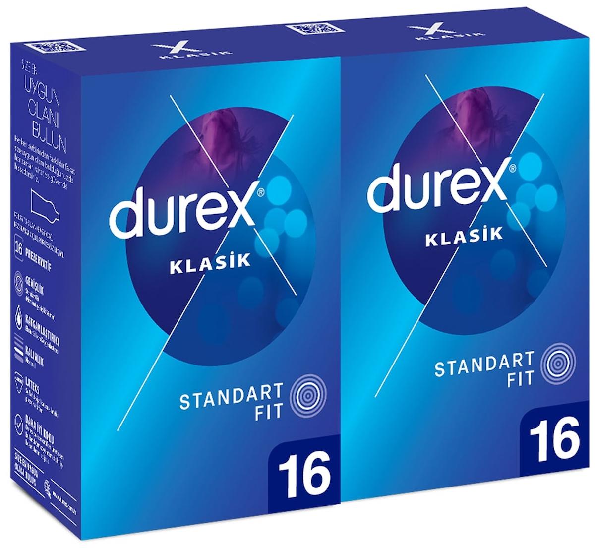 Durex Klasik Geciktiricili Prezervatif 2x16'lı