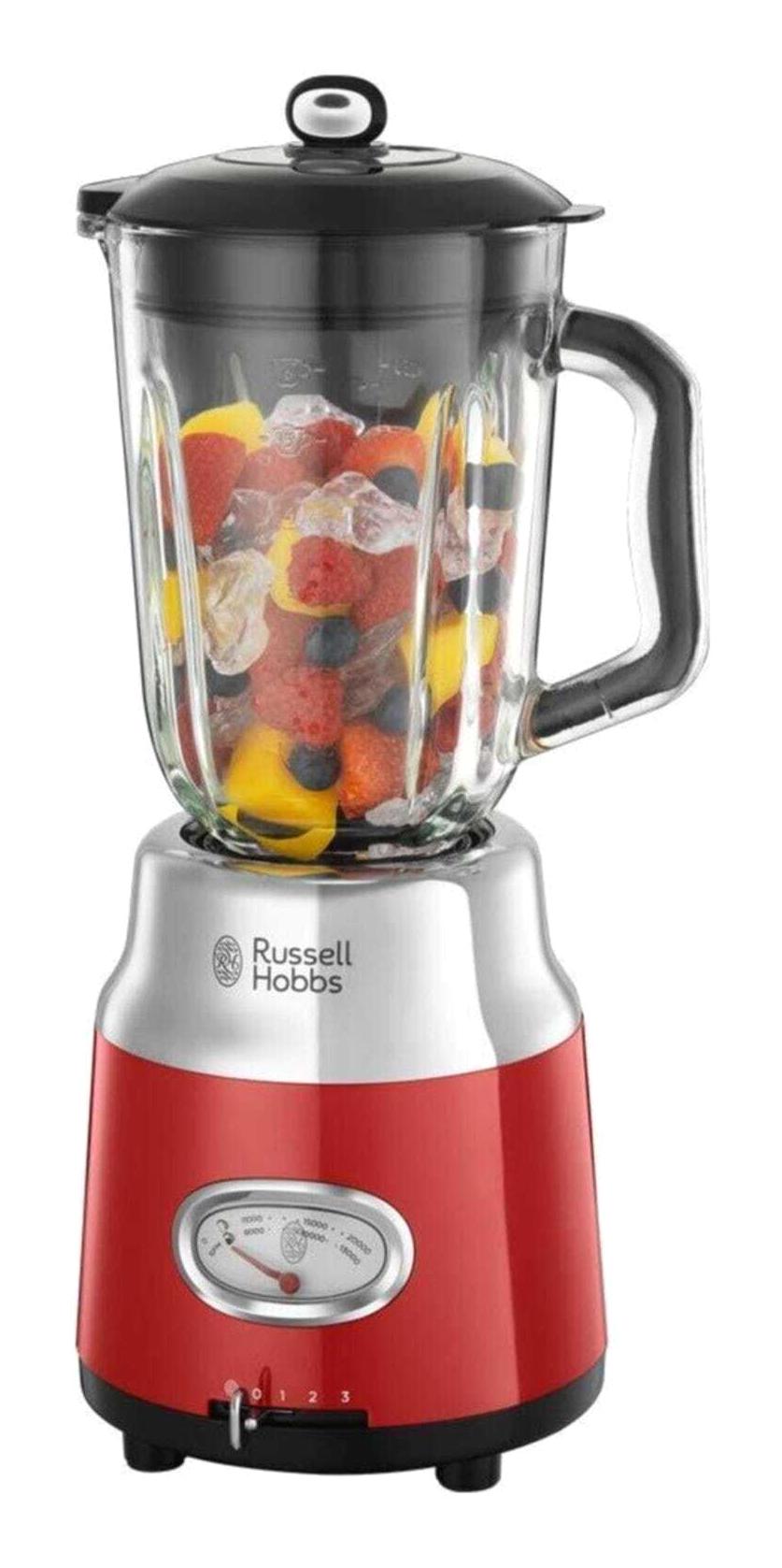 Russell Hobbs 1.5 lt Plastik Hazneli Buz Kırıcılı Turbolu 3 Bıçaklı 2'li Sürahili Blender Kırmızı