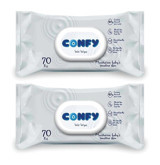 Confy Premium Sensitive 70 Yaprak 2'li Paket Islak Mendil