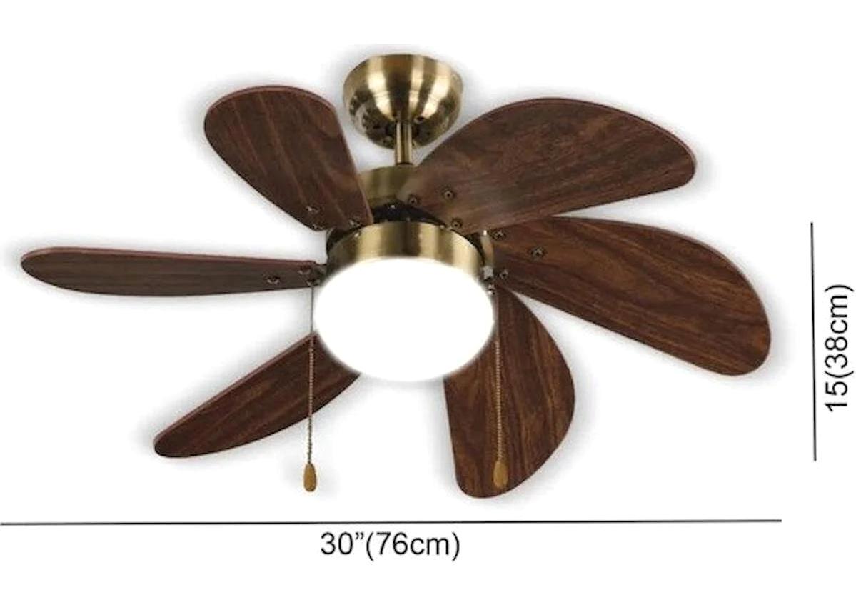 Rubenis RBT306 Brw Glob Işıklı Ahşap 6 Kanatlı Kahverengi Tavan Vantilatörü