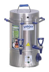 Ekoçay 1500 W 6 lt Metal Tek Demlikli Çift Musluklu Metal Elektrikli Semaver İnox