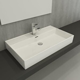 Bocchi 1377-001-0126 Klasik Tekli 80 cm Seramik Tezgah Üstü Dikdörtgen Lavabo Beyaz