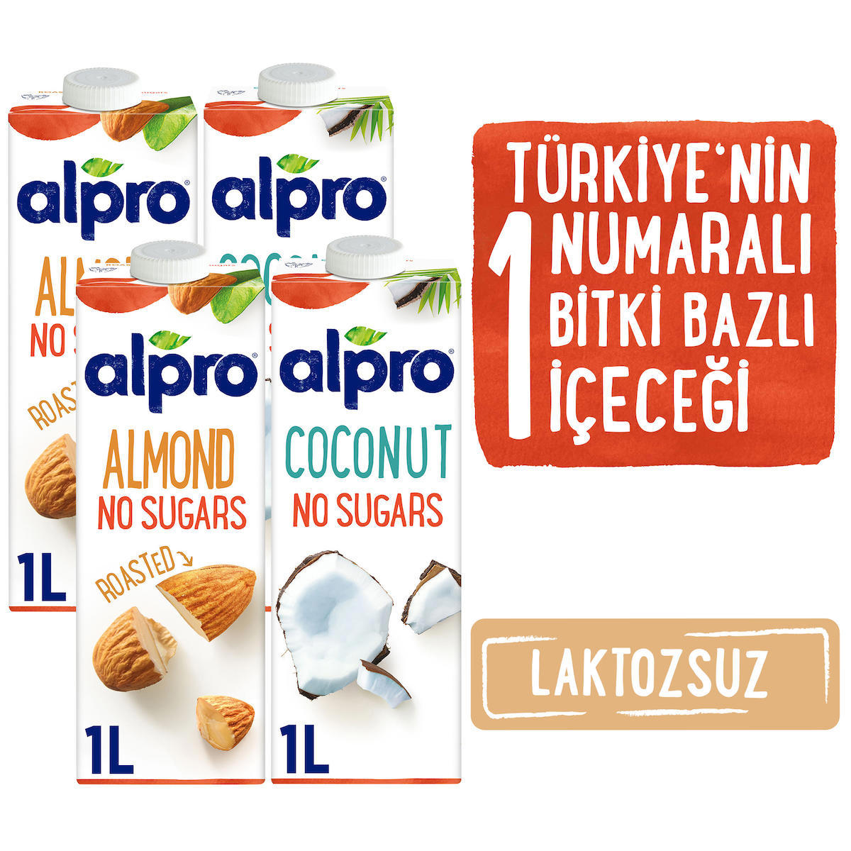 Alpro Şekersiz Hindistan Cevizi Sütü Laktozsuz 4'lü 1 lt