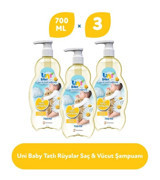 Uni Baby Göz Yakmayan Hipoalerjenik Tüm Ciltler İçin Papatya Özlü Bebek Şampuanı 3x700 ml