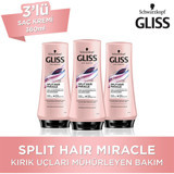 Gliss Split Hair Miracle Onarıcı Tüm Saçlar İçin Sade Kremli Şampuan Standart Unisex Şampuanı 3x360 ml