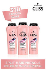 Gliss Gliss Split Hair Miracle Onarıcı Tüm Saçlar İçin Sade Standart Unisex Şampuanı 3x500 ml