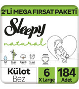 Sleepy Natural 6 Numara Organik Külot Bebek Bezi 184 Adet