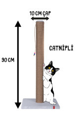 Pugalo Oyuncaklı Kedi Otlu 90 cm Kedi Tırmalama Direği Gri