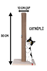 Pugalo Oyuncaklı Kedi Otlu 90 cm Kedi Tırmalama Direği Krem