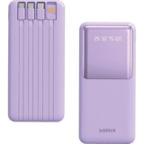 Sunix PB-49 12000 mAh Hızlı Şarj Dijital Göstergeli Lightning Çoklu Bağlantı Powerbank Mor