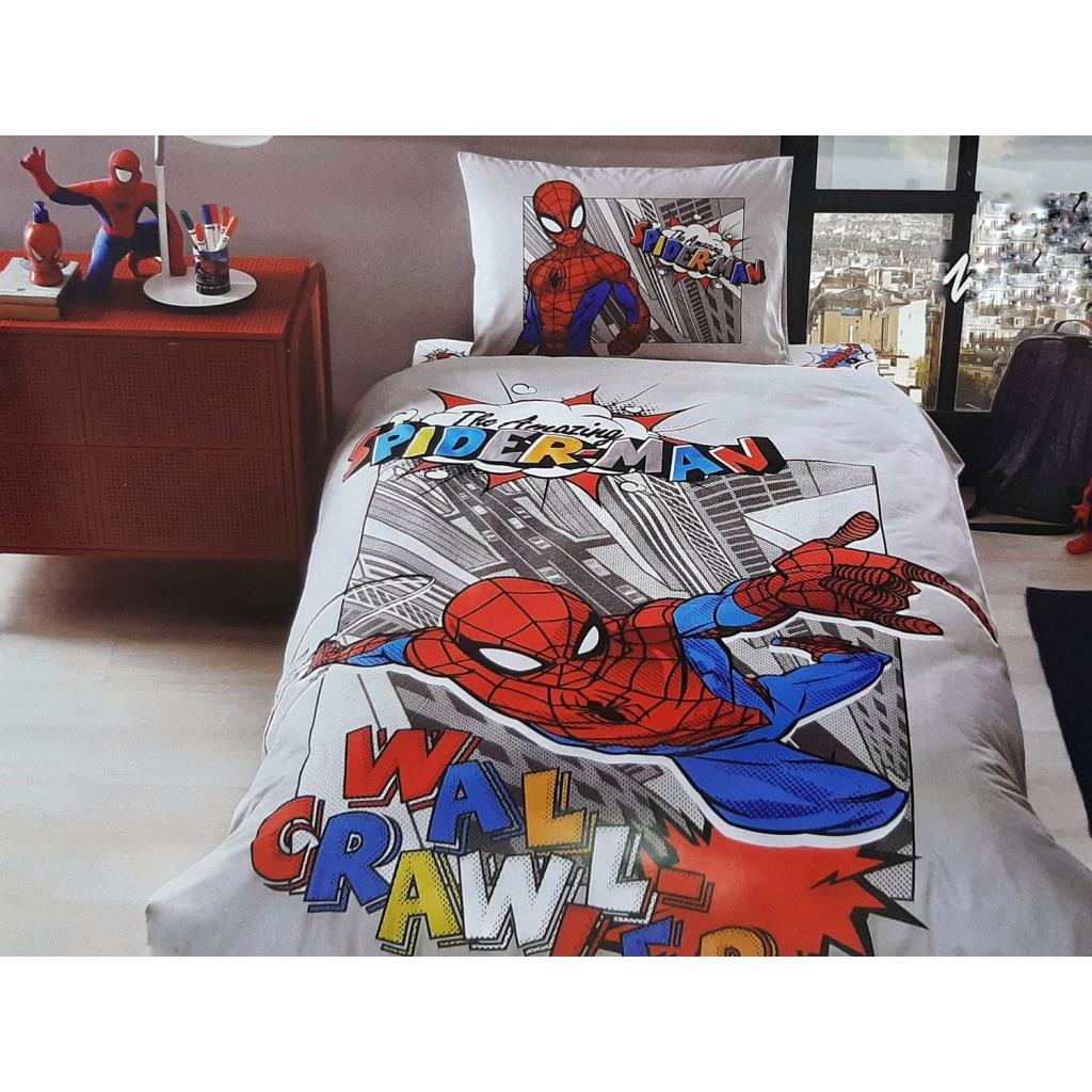 Özdilek Wall Pamuk 160x220 cm Çarşaflı Spiderman Tek Kişilik Nevresim Takımı Lacivert