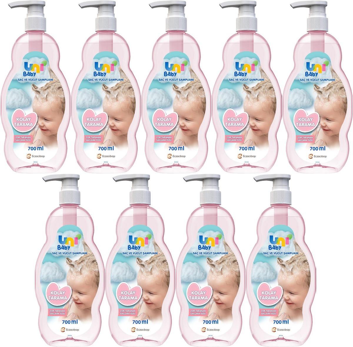 Uni Baby Kolay Tarama Göz Yakmayan Yenidoğan Tüm Ciltler Bebek Şampuanı 9x700 ml