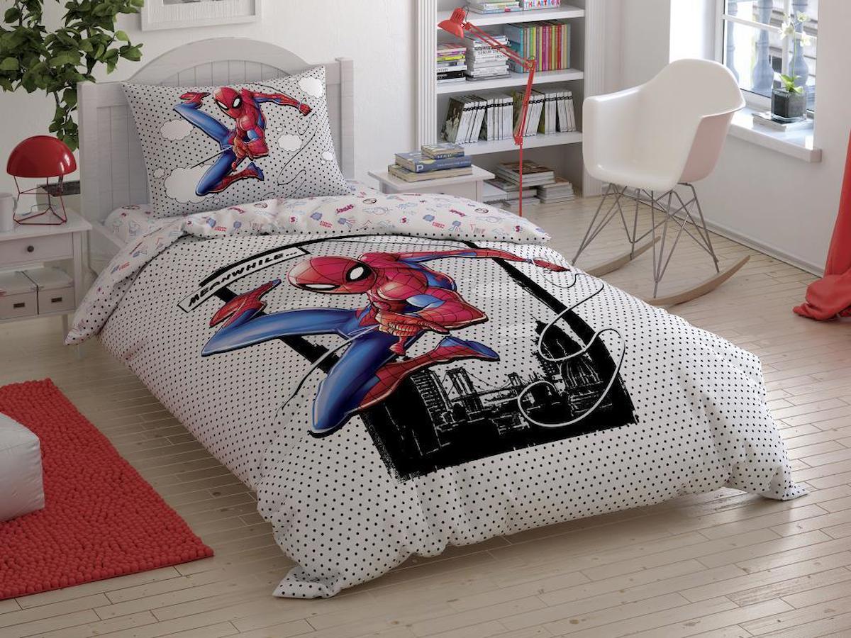 Taç Spiderman Cloudy Pamuklu 4 Mevsim 160 x 220 cm Çarşaflı Spiderman Çift Kişilik Nevresim Takımı Çok Renkli