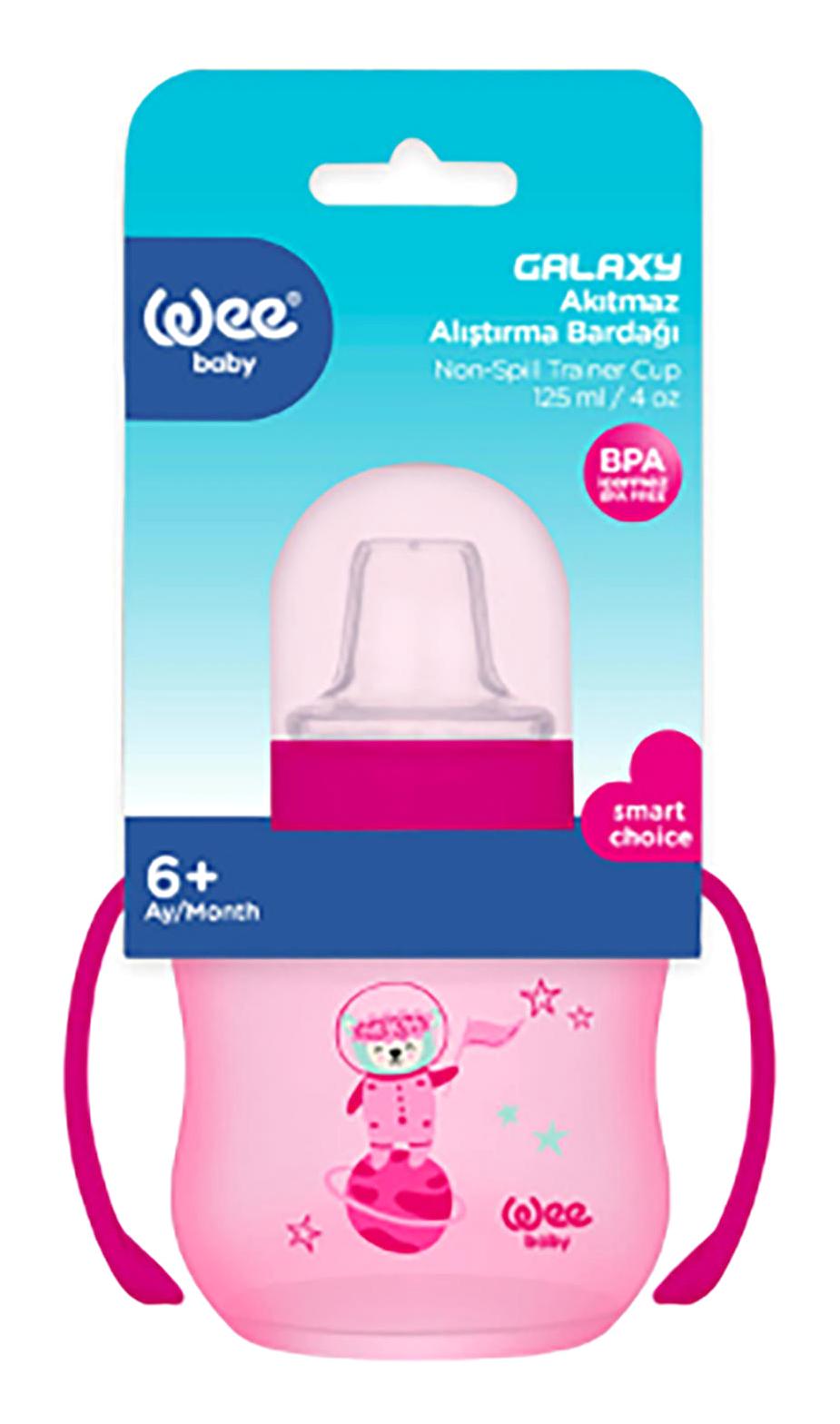 Wee Baby Akıtmaz Kulplu 6+ Ay 125 ml Alıştırma Bardağı Fuşya