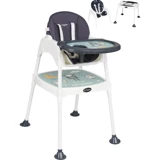 Baby Home Bh-1450 Mizzy Emniyet Kemerli 15 kg Kapasiteli Tekerleksiz Tepsili Oturaklı Portatif Mama Sandalyesi Gri