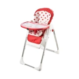 Baby Care Dori Alüminyum Emniyet Kemerli 15 kg Kapasiteli Tekerlekli Tepsili Oturaklı Katlanır Mama Sandalyesi Beyaz-Kırmızı