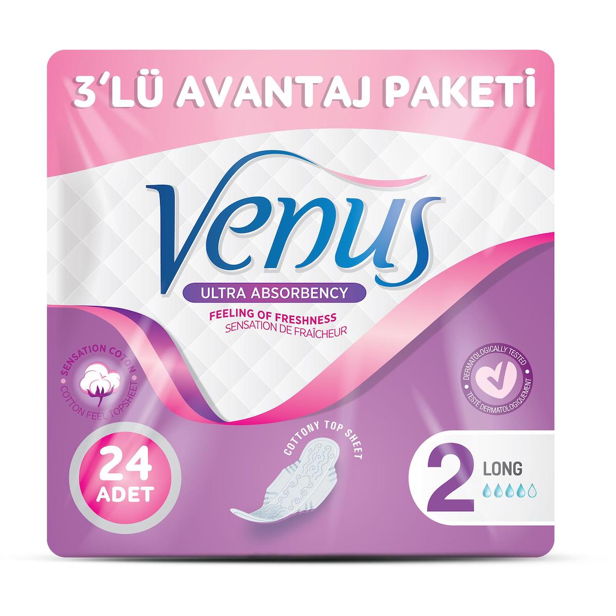 Venüs Ultra Absorbency Organik Antialerjik İnce 24'lü Hijyenik Ped 3 Adet