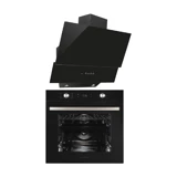 Alveus Majestic MOD3000-MFA627 Dokunmatik Cam Klasik Davlumbazlı Fırın 2'li Ankastre Set Siyah