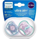 Philips Avent Ultra Air 6-18 Ay Delikli Ortodontik Damaklı Silikon 2'li Emzik Çok Renkli