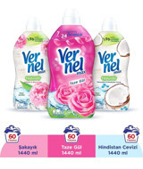 Vernel Konsantre Taze Gül - Şakayık - Hindistan Cevizi 180 Yıkama Yumuşatıcı 3x1440 ml