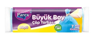 Parex Büyük Boy 65x80 cm Çöp Poşeti 12x7 Adet Mavi