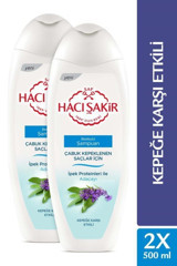 Hacı Şakir Kepek Karşıtı Arındırıcı Düz Saçlar İçin Parabensiz Kremsiz Şampuan Unisex Şampuanı 2x500 ml