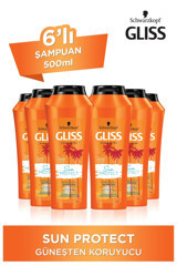 Gliss Sun Protect Onarıcı Düz Saçlar İçin Kremsiz Şampuan Unisex Şampuanı 6x500 ml