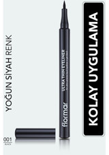 Flormar 001 Mat Siyah İnce Uçlu Keçe Kalem-Likit Eyeliner