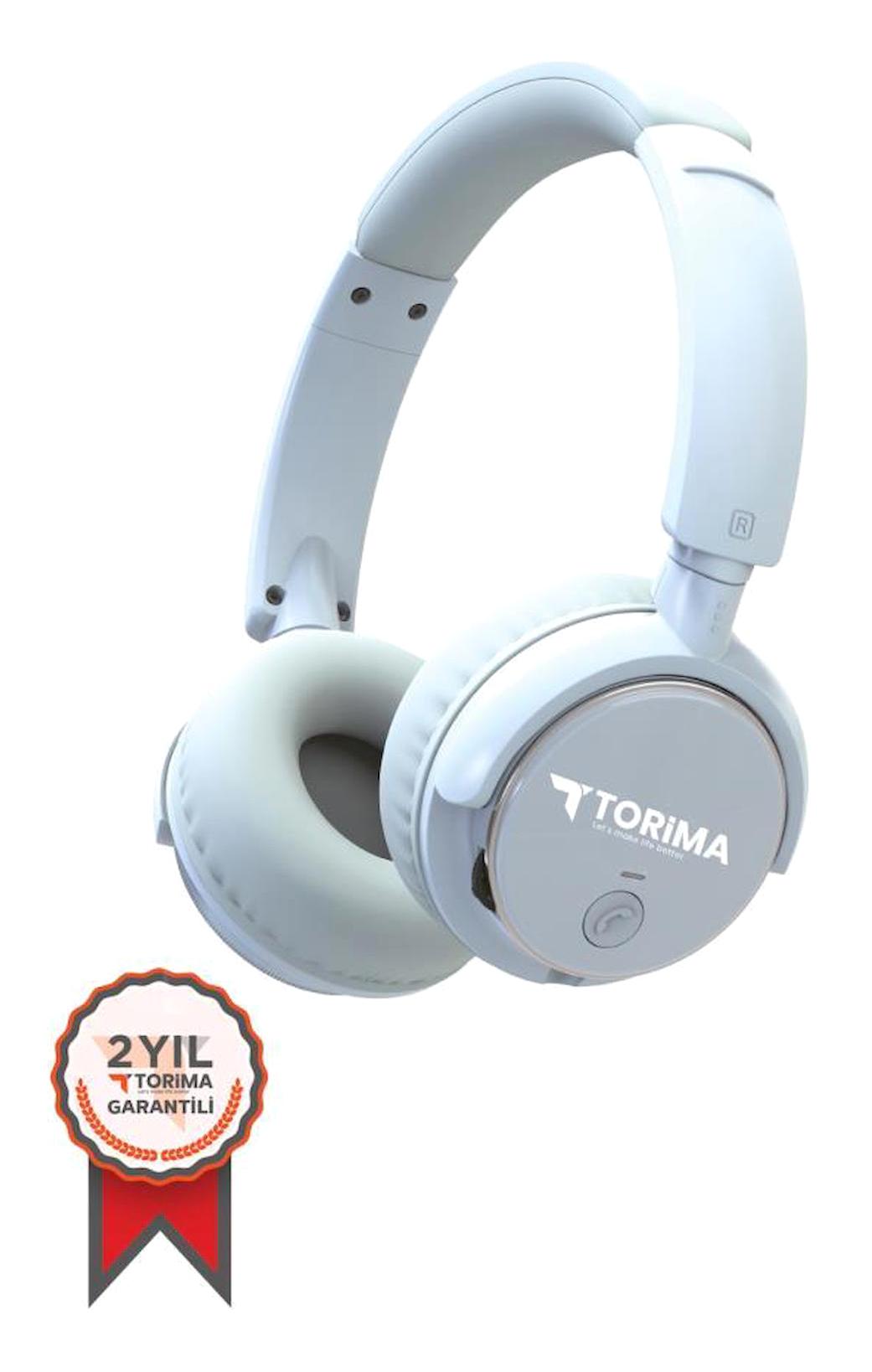 Torima HD-20 Çift Mikrofonlu 5.0 Silikonsuz Kablosuz Kulak Üstü Bluetooth Kulaklık Mavi