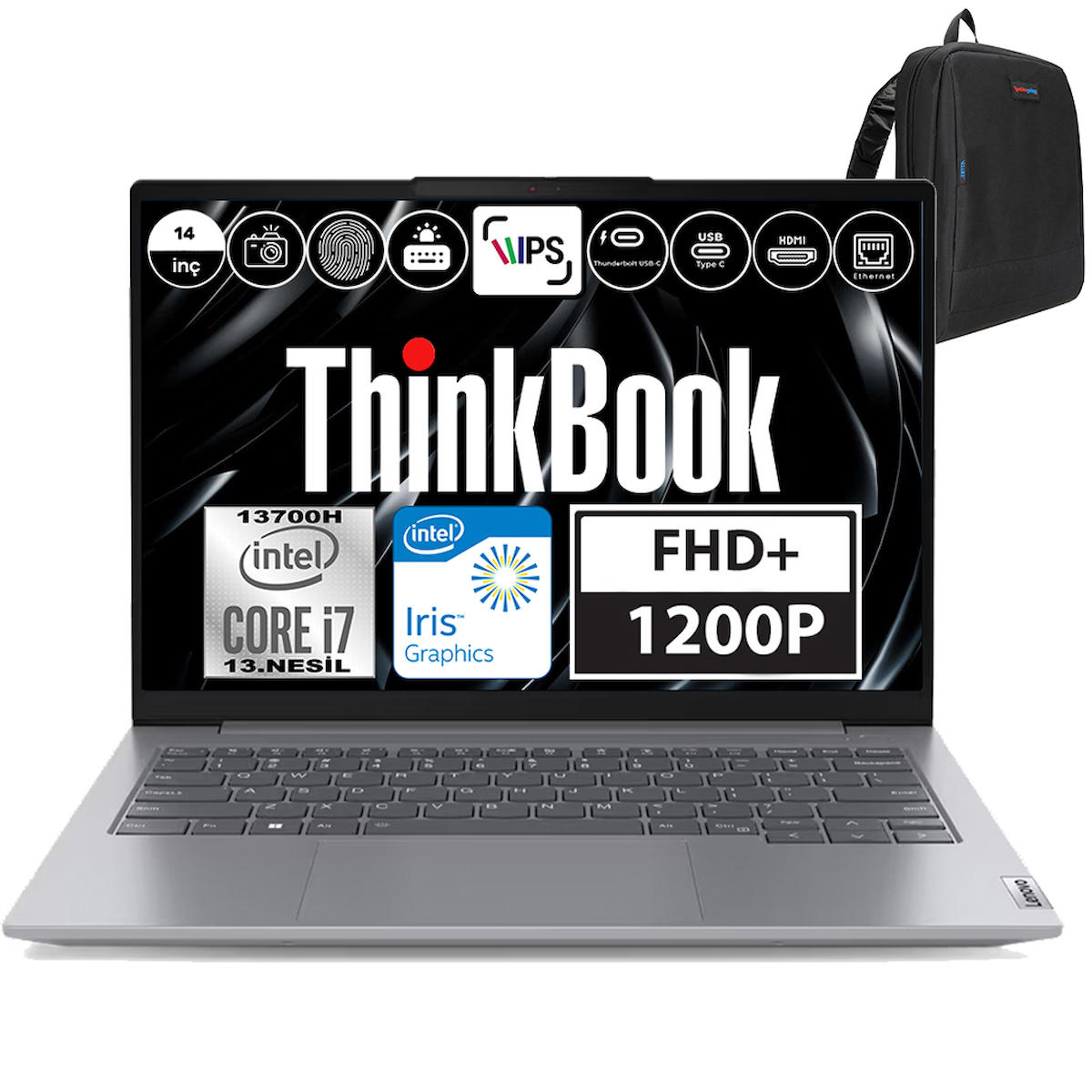 Lenovo Thinkbook 15 Gen 4 21DJ00GATX Dahili Intel Iris Xe Graphics eligible Intel Core i7 13700H 32 GB DDR5 Ram 512 GB SSD 14 inç Full HD Windows 11 Home Laptop + WeblegelsinÇanta