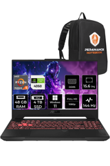 Asus TUF Gaming R5 LP158 Harici GeForce RTX 4050 AMD Ryzen 5 7535HS 48 GB Ram 4 TB SSD 15.6 inç Full HD Windows 11 Home Oyuncu Laptop + PER4 Çanta