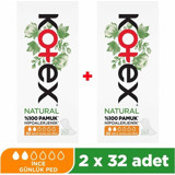 Kotex Natural Organik 2 Adet 32'li Normal Günlük Ped