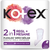 Kotex 2In1 Regl + Mesane Organik 22'li Normal Günlük Ped