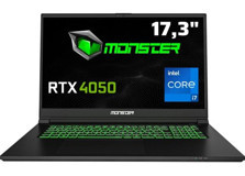 Monster Abra A7 V15.2.1 Harici GeForce RTX 4050 Intel Core i7 12700H 16 GB Ram 1 TB SSD 17.3 inç Full HD Windows 11 Oyuncu Laptop