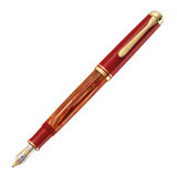 Pelikan M600 Tortoiseshell Kartuşlu-Pistonlu Platin Doldurulabilir EF Kırmızı Dolma Kalem