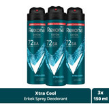 Rexona Kömür Detox 72 Saat Kesintisiz Üstün Koruma Pudralı Ter Önleyici Sprey Erkek Deodorant 3x150 ml