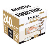 Pure Baby 5 Numara Organik Cırtlı Bebek Bezi 240'lı