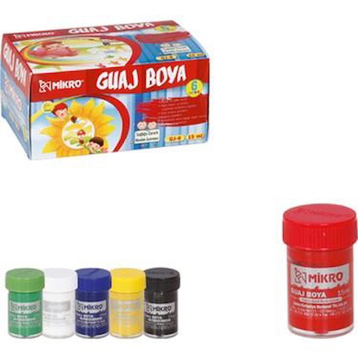 Mikro GJ-06 Çok Renkli 6x15 ml Guaj Boya Seti